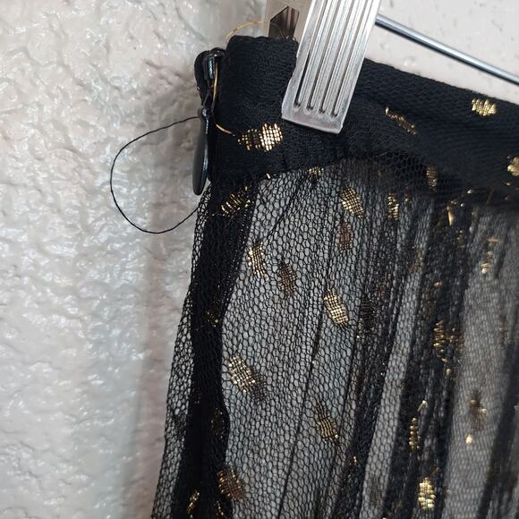 Eva Franco Black Sheer Maxi Skirt w/Gold Shimmer Accent Size 4 - Picture 5 of 7